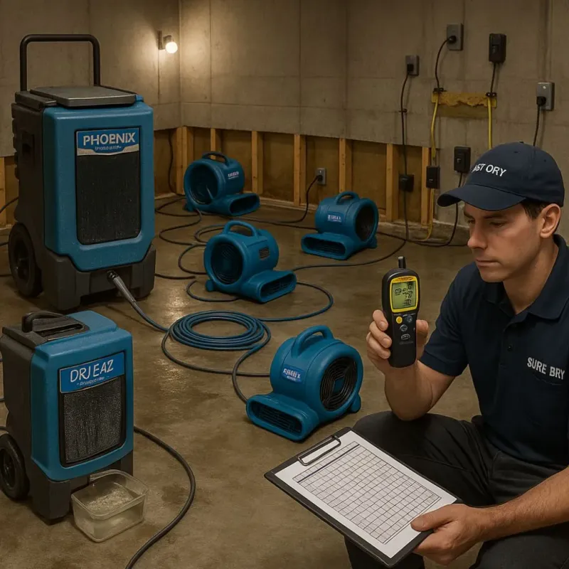 Structural Drying and Dehumidification process in Wolfeboro, NH